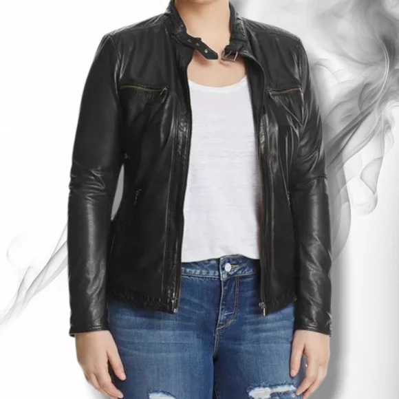 SLINK Jeans Plus LAMB LEATHER Crop Moto Jacket Women's Size XL , 1X - Picture 5 of 14